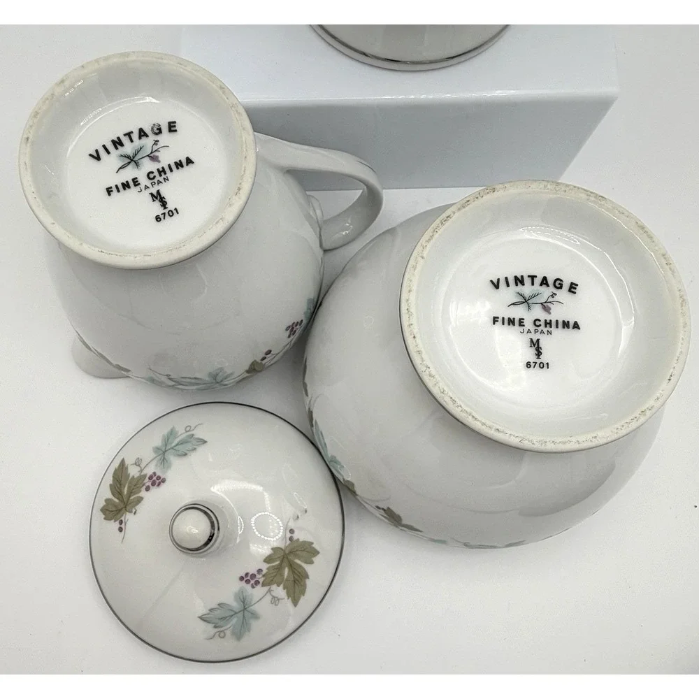 Vintage Fine China Japan 6701 Teapot Creamer & Sugar Bowl Schoenfeld 1967 EUC